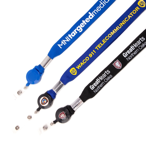 1" Silk Screen Lanyard/Badge Reel Combo - 1" Silk Screen Lanyard/Badge Reel Combo - Image 0 of 1