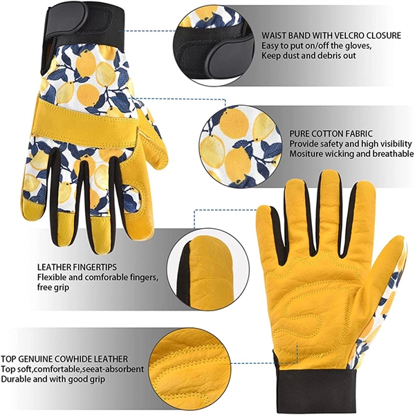 Leather Tough Cowhide Work Gardening Gloves - Leather Tough Cowhide Work Gardening Gloves - Image 4 of 5