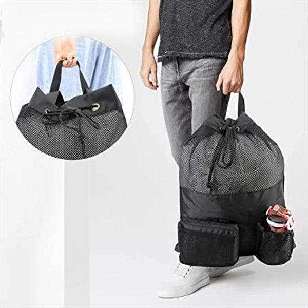 Mesh Drawstring Backpack With Shoe Bag - Mesh Drawstring Backpack With Shoe Bag - Image 2 of 2