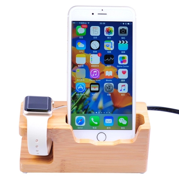 Bamboo Charging Stand Dock Station Cradle Holder - Bamboo Charging Stand Dock Station Cradle Holder - Image 0 of 4