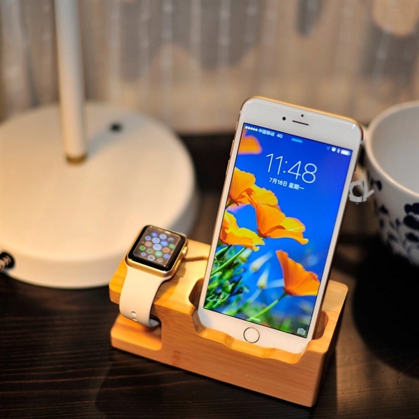Bamboo Charging Stand Dock Station Cradle Holder - Bamboo Charging Stand Dock Station Cradle Holder - Image 2 of 4