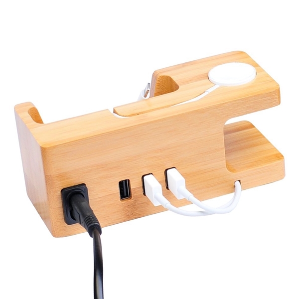 Bamboo Charging Stand Dock Station Cradle Holder - Bamboo Charging Stand Dock Station Cradle Holder - Image 3 of 4