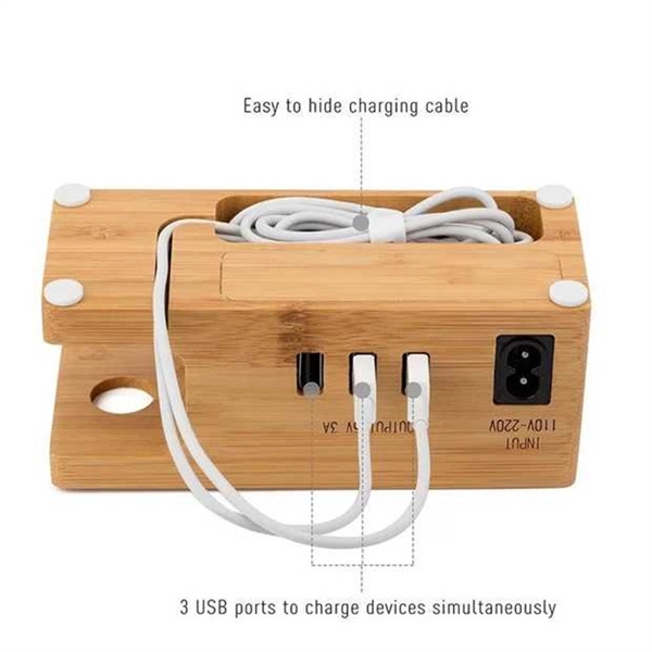 Bamboo Charging Stand Dock Station Cradle Holder - Bamboo Charging Stand Dock Station Cradle Holder - Image 4 of 4