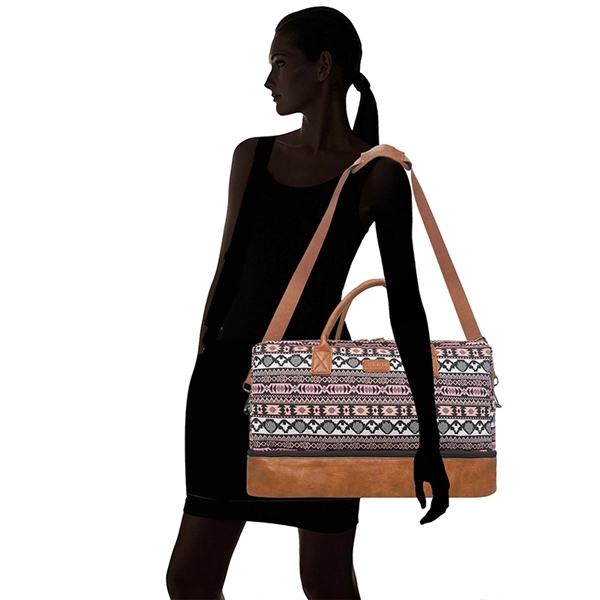 21" Weekender Canvas Leather Duffle Bag - 21" Weekender Canvas Leather Duffle Bag - Image 4 of 5