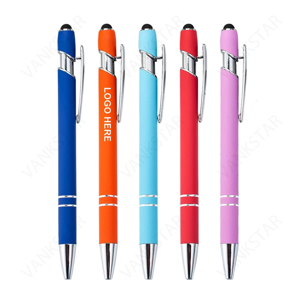 Rubberized Aluminum Stylus Ballpoint Pen - Rubberized Aluminum Stylus Ballpoint Pen - Image 0 of 1