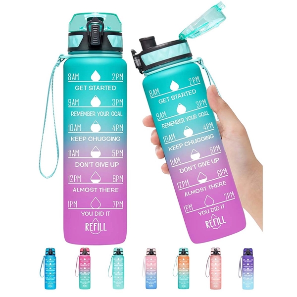 32oz Motivational Sports Water Bottle with Time Marker - 32oz Motivational Sports Water Bottle with Time Marker - Image 0 of 4