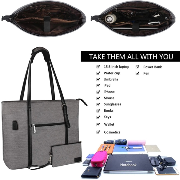 Usb Laptop Tote Bag 15.6inch - Usb Laptop Tote Bag 15.6inch - Image 3 of 4