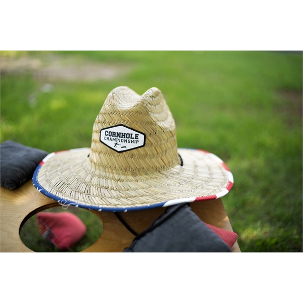 USA American Flag Straw Hat with Custom Patch - Domestic - USA American Flag Straw Hat with Custom Patch - Domestic - Image 3 of 10