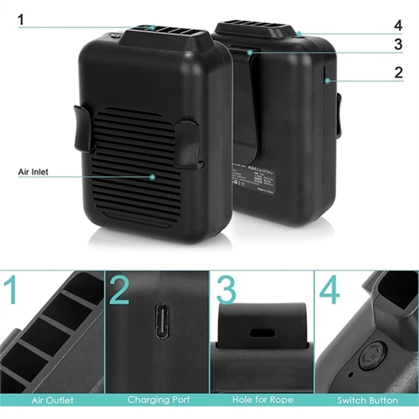 Mini Waist Fan With Power Bank - Mini Waist Fan With Power Bank - Image 1 of 4