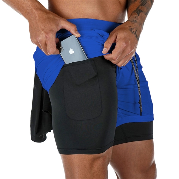 Men 2 In 1 Double-Deck Quick Dry Gym Sports Camo Shorts - Men 2 In 1 Double-Deck Quick Dry Gym Sports Camo Shorts - Image 7 of 8
