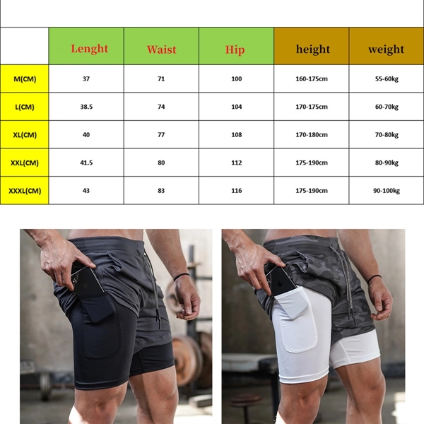 Men 2 In 1 Double-Deck Quick Dry Gym Sports Camo Shorts - Men 2 In 1 Double-Deck Quick Dry Gym Sports Camo Shorts - Image 8 of 8