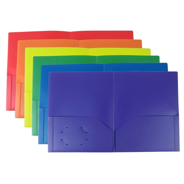 Poly 2 Pocket Presentation Folders 3 Prongs Assorted Colors - Poly 2 Pocket Presentation Folders 3 Prongs Assorted Colors - Image 1 of 5