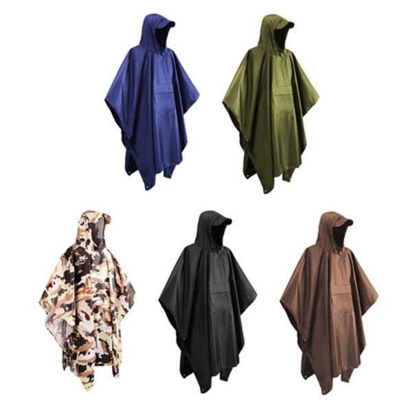 Hooded Rain Poncho for Adults - Hooded Rain Poncho for Adults - Image 2 of 2