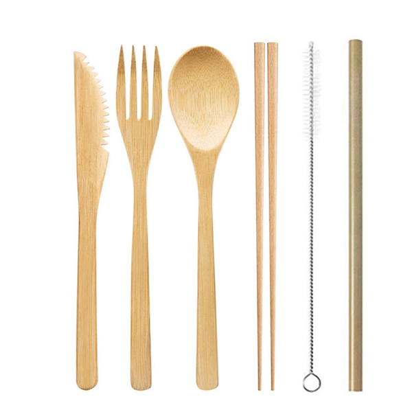 Flatware Cutlery Bamboo Set Outdoor Utensils Tableware - Flatware Cutlery Bamboo Set Outdoor Utensils Tableware - Image 3 of 7