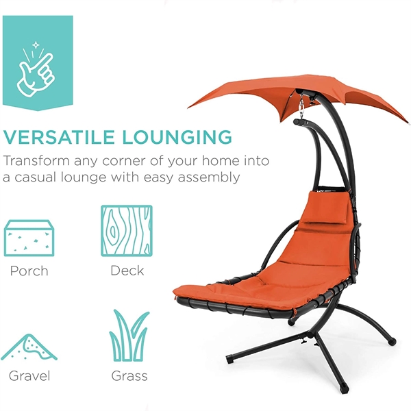 Outdoor Hanging Curved Steel Lounge Chair Swing - Outdoor Hanging Curved Steel Lounge Chair Swing - Image 2 of 2