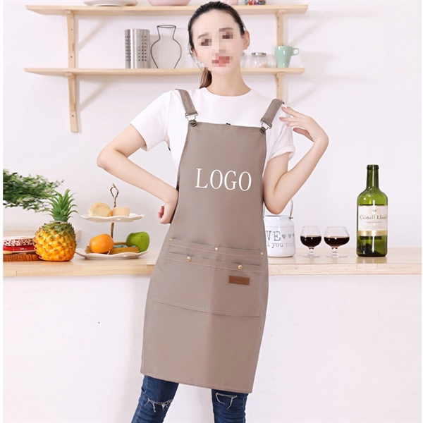 Work Apron Canvas Cross Back Strap Large Pocket - Work Apron Canvas Cross Back Strap Large Pocket - Image 0 of 7