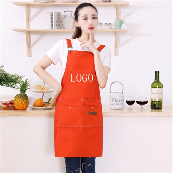 Work Apron Canvas Cross Back Strap Large Pocket - Work Apron Canvas Cross Back Strap Large Pocket - Image 1 of 7