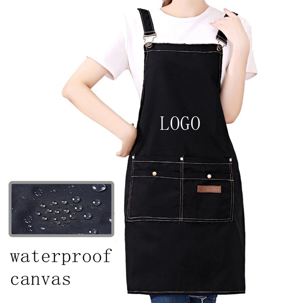 Work Apron Canvas Cross Back Strap Large Pocket - Work Apron Canvas Cross Back Strap Large Pocket - Image 2 of 7
