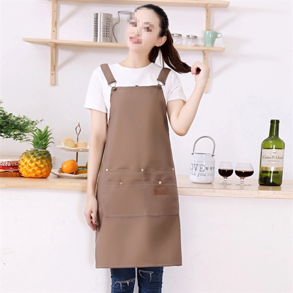 Work Apron Canvas Cross Back Strap Large Pocket - Work Apron Canvas Cross Back Strap Large Pocket - Image 4 of 7