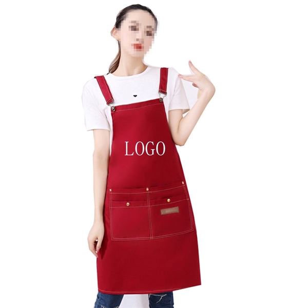 Work Apron Canvas Cross Back Strap Large Pocket - Work Apron Canvas Cross Back Strap Large Pocket - Image 6 of 7