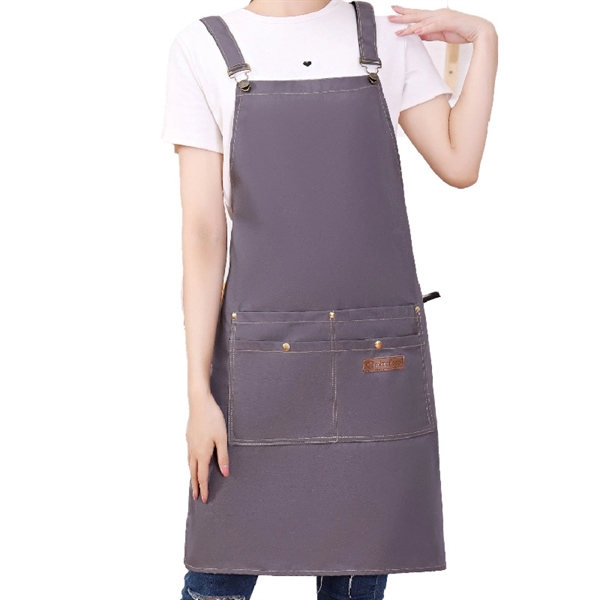 Work Apron Canvas Cross Back Strap Large Pocket - Work Apron Canvas Cross Back Strap Large Pocket - Image 7 of 7