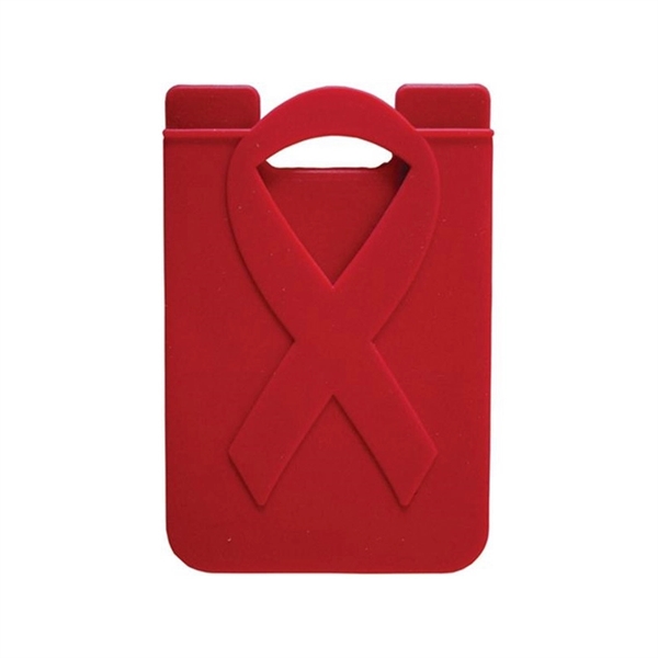 Ribbon Awareness Silicone Phone Wallet - Ribbon Awareness Silicone Phone Wallet - Image 1 of 4