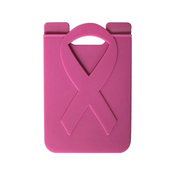 Ribbon Awareness Silicone Phone Wallet - Ribbon Awareness Silicone Phone Wallet - Image 2 of 4