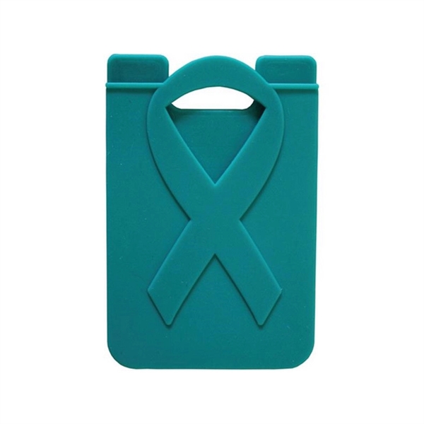 Ribbon Awareness Silicone Phone Wallet - Ribbon Awareness Silicone Phone Wallet - Image 3 of 4