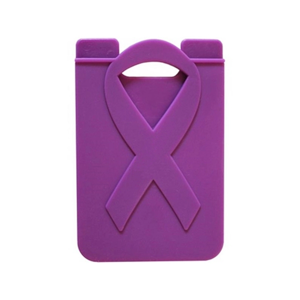 Ribbon Awareness Silicone Phone Wallet - Ribbon Awareness Silicone Phone Wallet - Image 4 of 4