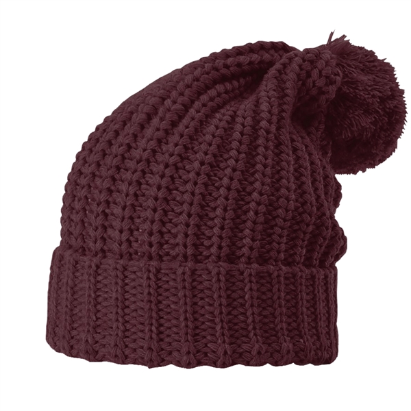 Richardson Chunky Cable Beanie with Cuff and Pom