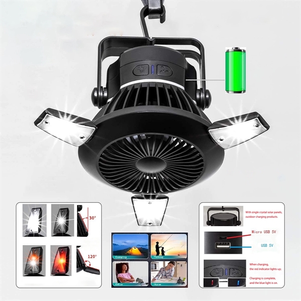 Solar Camping Fan With Led Lights - Solar Camping Fan With Led Lights - Image 2 of 3