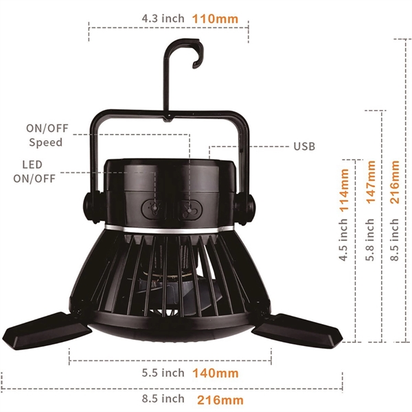Solar Camping Fan With Led Lights - Solar Camping Fan With Led Lights - Image 3 of 3