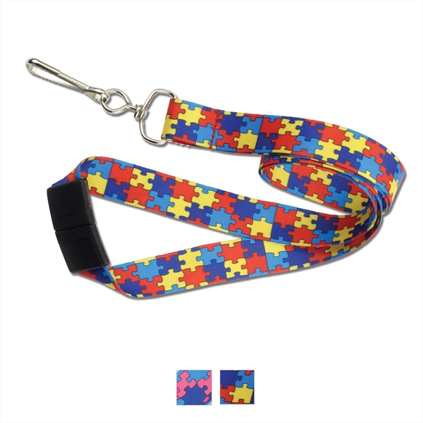 3/4" Dye Sublimated Autism Awareness Lanyards - 3/4" Dye Sublimated Autism Awareness Lanyards - Image 0 of 1