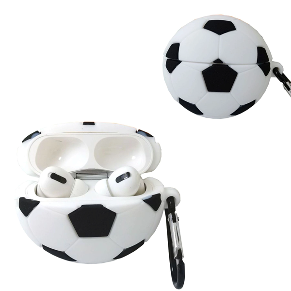 Silicone Soccer Earbuds Case with Keyring - Silicone Soccer Earbuds Case with Keyring - Image 0 of 2