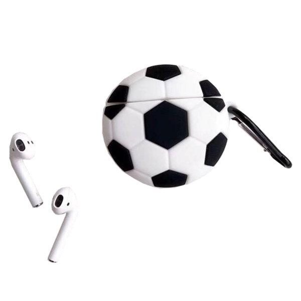 Silicone Soccer Earbuds Case with Keyring - Silicone Soccer Earbuds Case with Keyring - Image 1 of 2
