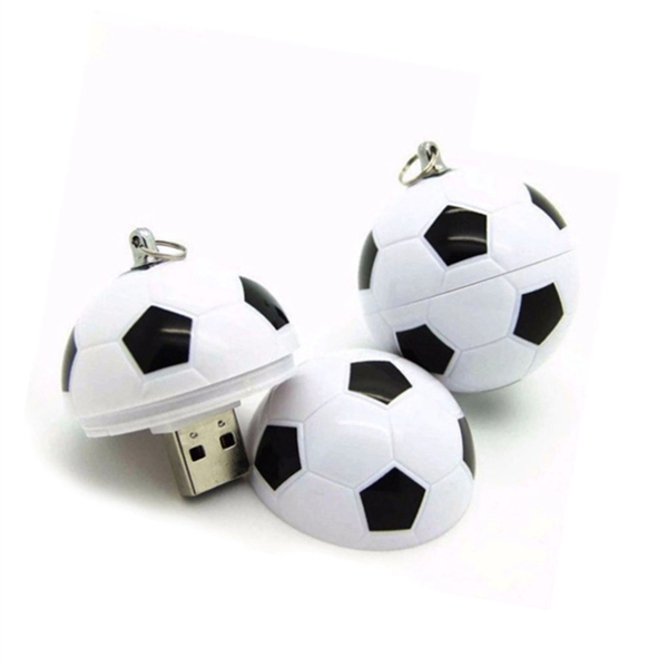 Soccer Shaped Fast USB Drive with Keyring - Soccer Shaped Fast USB Drive with Keyring - Image 1 of 5