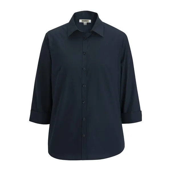 Ladies Essential Broadcloth Shirt 3/4 Sleeve - Ladies Essential Broadcloth Shirt 3/4 Sleeve - Image 4 of 4