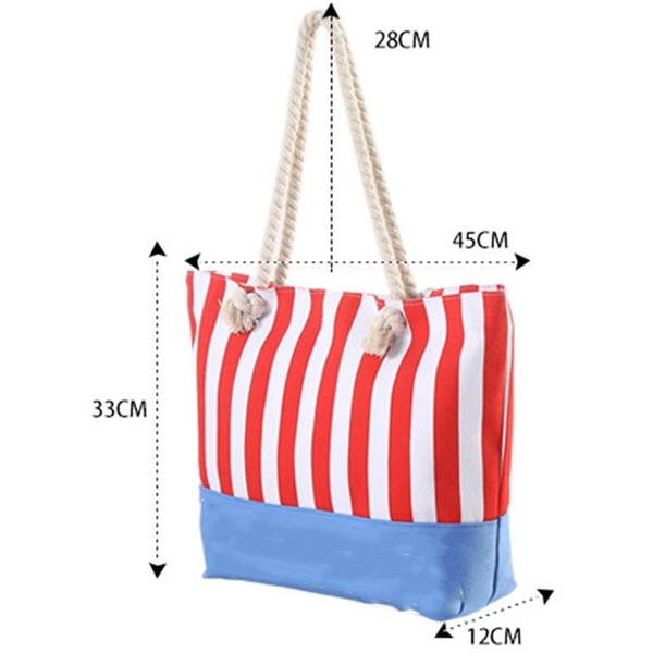 Striped Stitching Canvas Bag - Striped Stitching Canvas Bag - Image 1 of 3