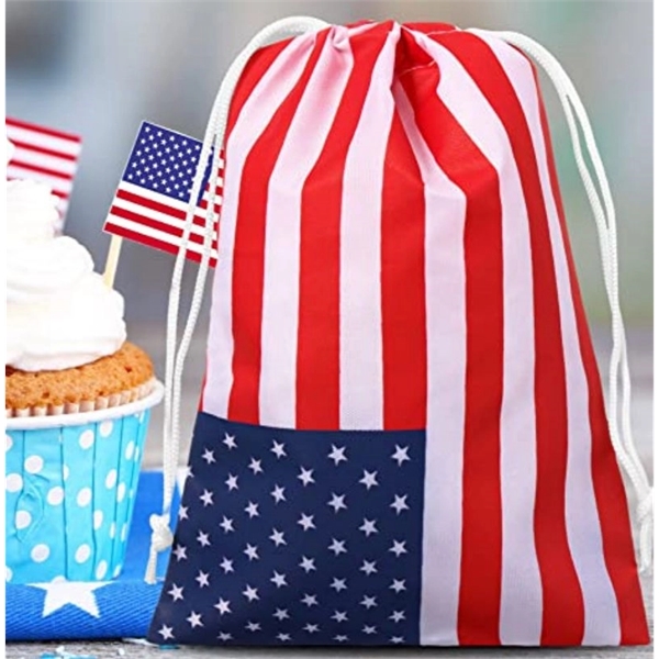 Us Flag Drawstring Gift Treat Bag - Us Flag Drawstring Gift Treat Bag - Image 2 of 4