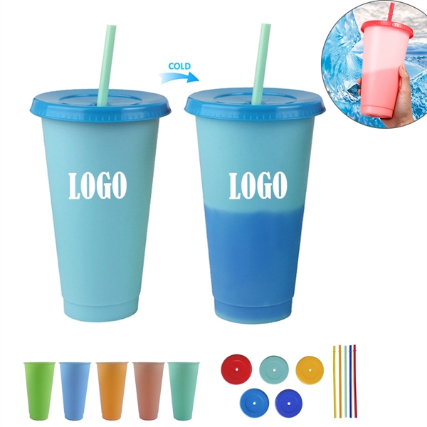 24Oz Colors Changing Reusable Tumbler With Straw Set - 24Oz Colors Changing Reusable Tumbler With Straw Set - Image 0 of 3