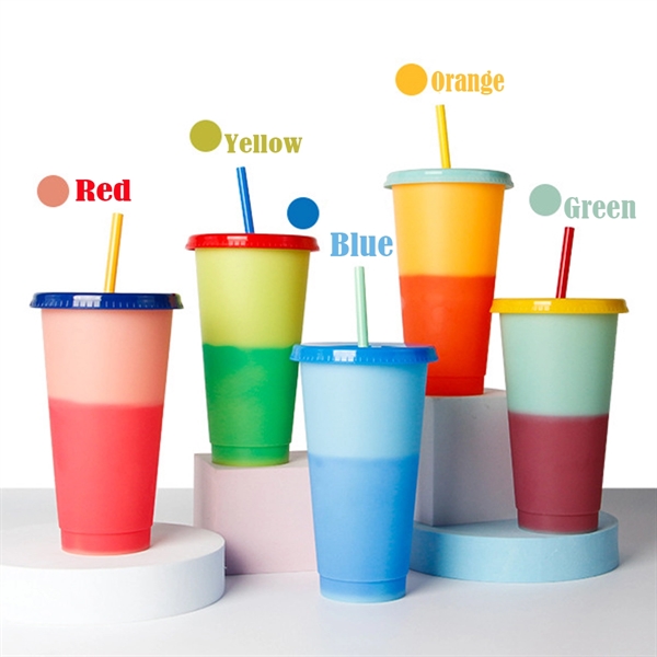 24Oz Colors Changing Reusable Tumbler With Straw Set - 24Oz Colors Changing Reusable Tumbler With Straw Set - Image 2 of 3
