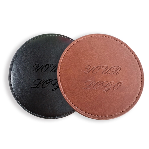 Customized 4'' Round PU Leather Coaster - Customized 4'' Round PU Leather Coaster - Image 0 of 2