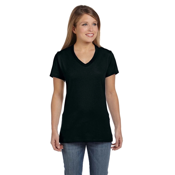 Hanes Ladies 4.5 oz.. 100% Ringspun Cotton V-Neck T-Shirt - Hanes Ladies 4.5 oz.. 100% Ringspun Cotton V-Neck T-Shirt - Image 1 of 10