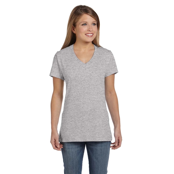 Hanes Ladies 4.5 oz.. 100% Ringspun Cotton V-Neck T-Shirt - Hanes Ladies 4.5 oz.. 100% Ringspun Cotton V-Neck T-Shirt - Image 6 of 10