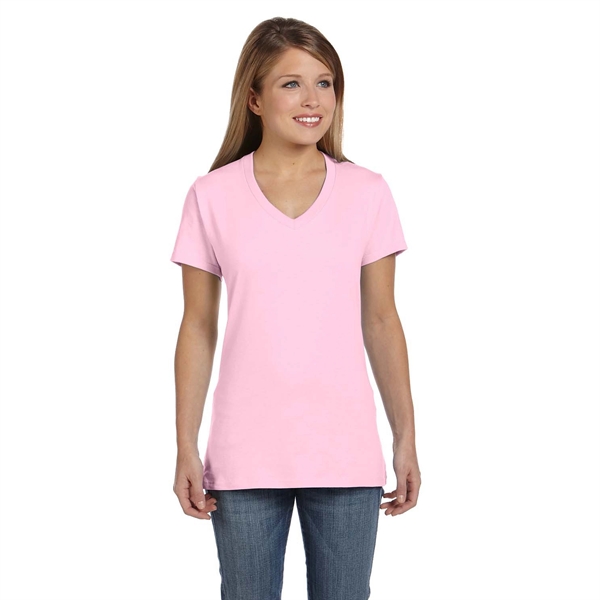 Hanes Ladies 4.5 oz.. 100% Ringspun Cotton V-Neck T-Shirt - Hanes Ladies 4.5 oz.. 100% Ringspun Cotton V-Neck T-Shirt - Image 8 of 10