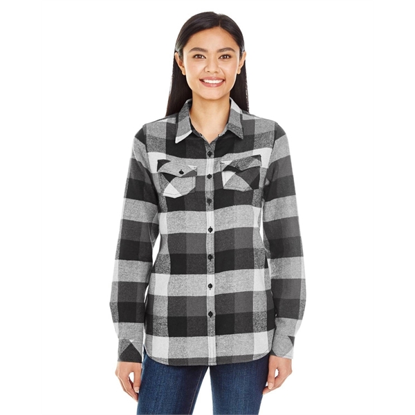 Burnside Ladies' Plaid Boyfriend Flannel Shirt - Burnside Ladies' Plaid Boyfriend Flannel Shirt - Image 3 of 51
