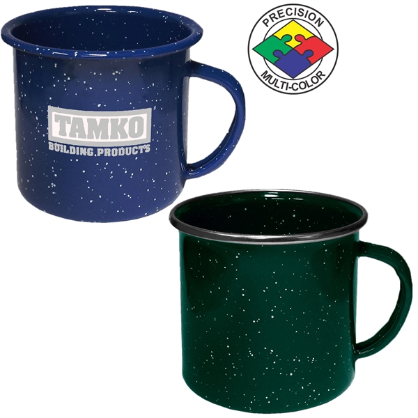 12oz Enameled Steeled Campfire Mug with Stainless Steel Rim - 12oz Enameled Steeled Campfire Mug with Stainless Steel Rim - Image 1 of 4