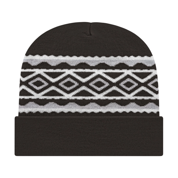 Custom Diamond Pattern Knit Cap with Cuff