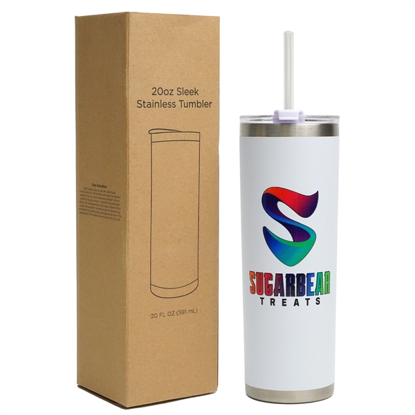 20 oz Sleek Stainless Steel Tumbler - 20 oz Sleek Stainless Steel Tumbler - Image 4 of 7