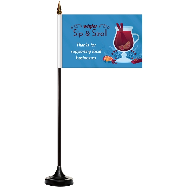 4" x 6" Single Reverse Stick Flag with Black Plastic Base - 4" x 6" Single Reverse Stick Flag with Black Plastic Base - Image 0 of 9